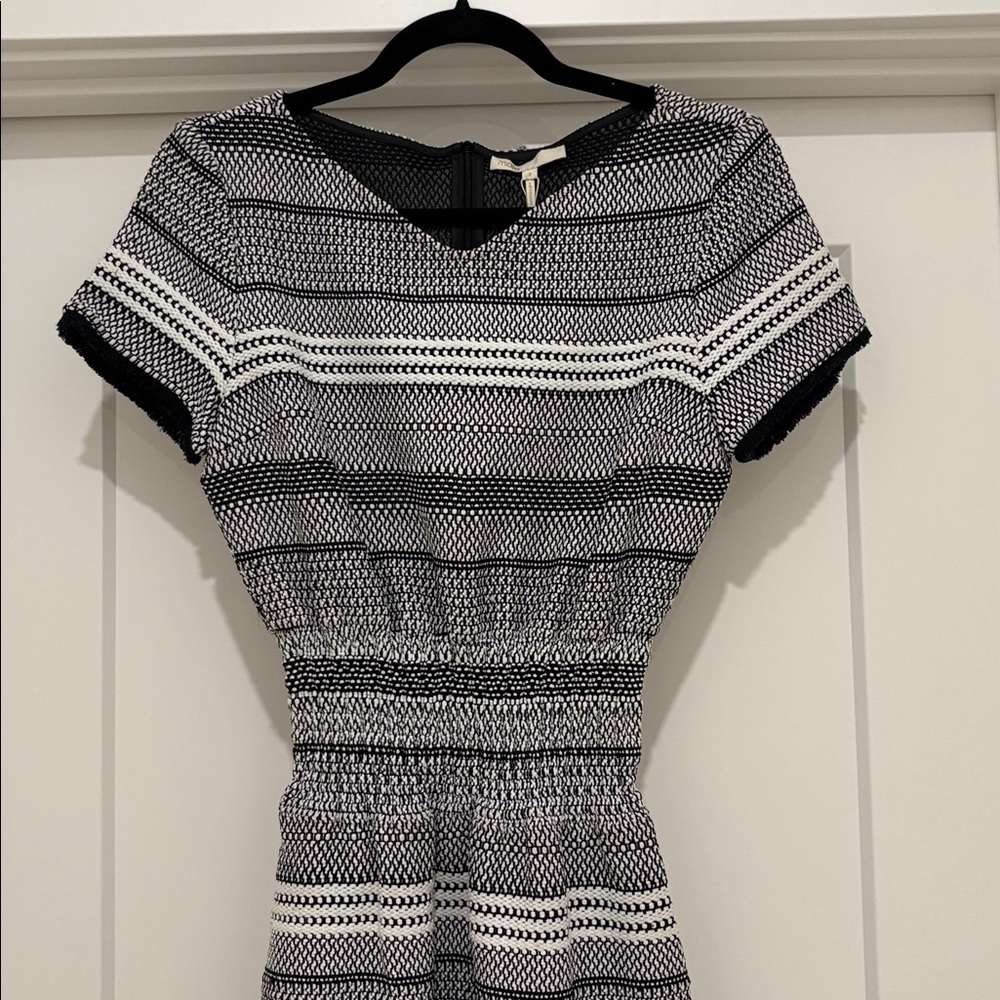 NWT [Maje] Jacquard Striped Fringe Short-Sleeve Mini Dress Women’s US L / FR 3 - Picture 5 of 13